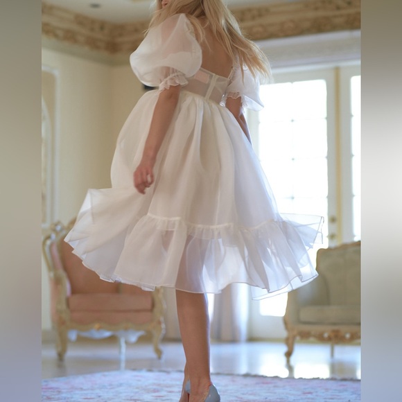 Selkie The Ivory French Puff Dress in White - Picture 4 of 10